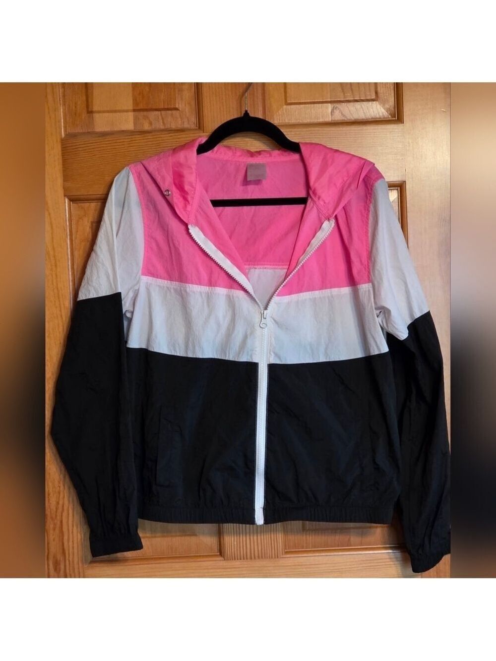 No Boundries Pink, White & Black Colorblock Windbreaker Jacket